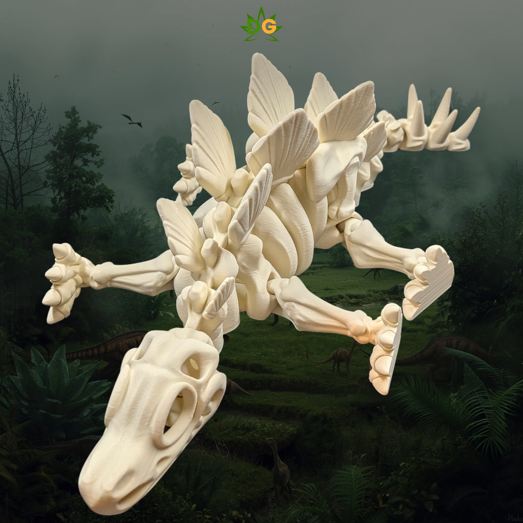 XL Bone White Skeleton Stegosaurus 3D Printed Desk Accessory