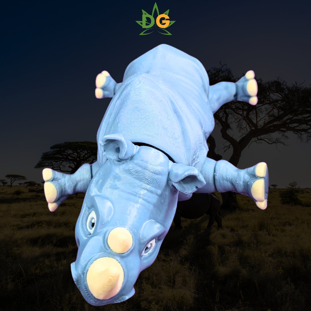 Rhino Flexi 3D Printed Figurine, Articulated Safari Animal