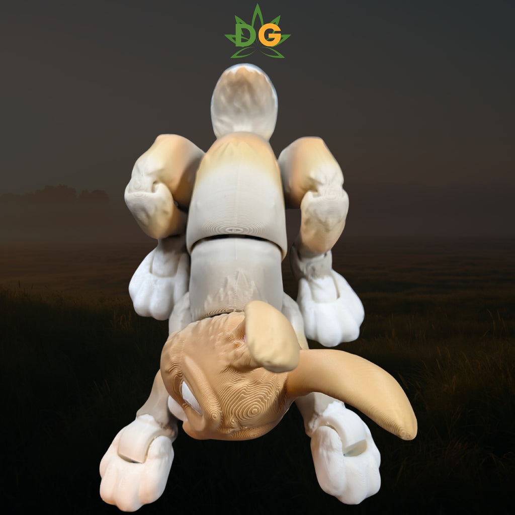 Woodland Bunny Figurine, Flexible Rabbit Fidget and Spring Decor, 3D Printed