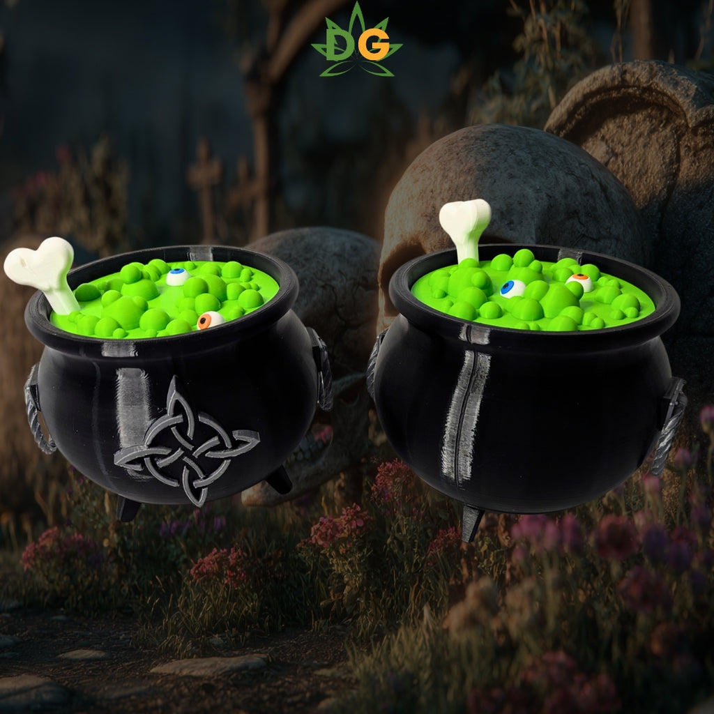 Spooky Witch's Cauldron Candy Jar - Bone Handle & Celtic Knot - The Perfect Halloween Decor
