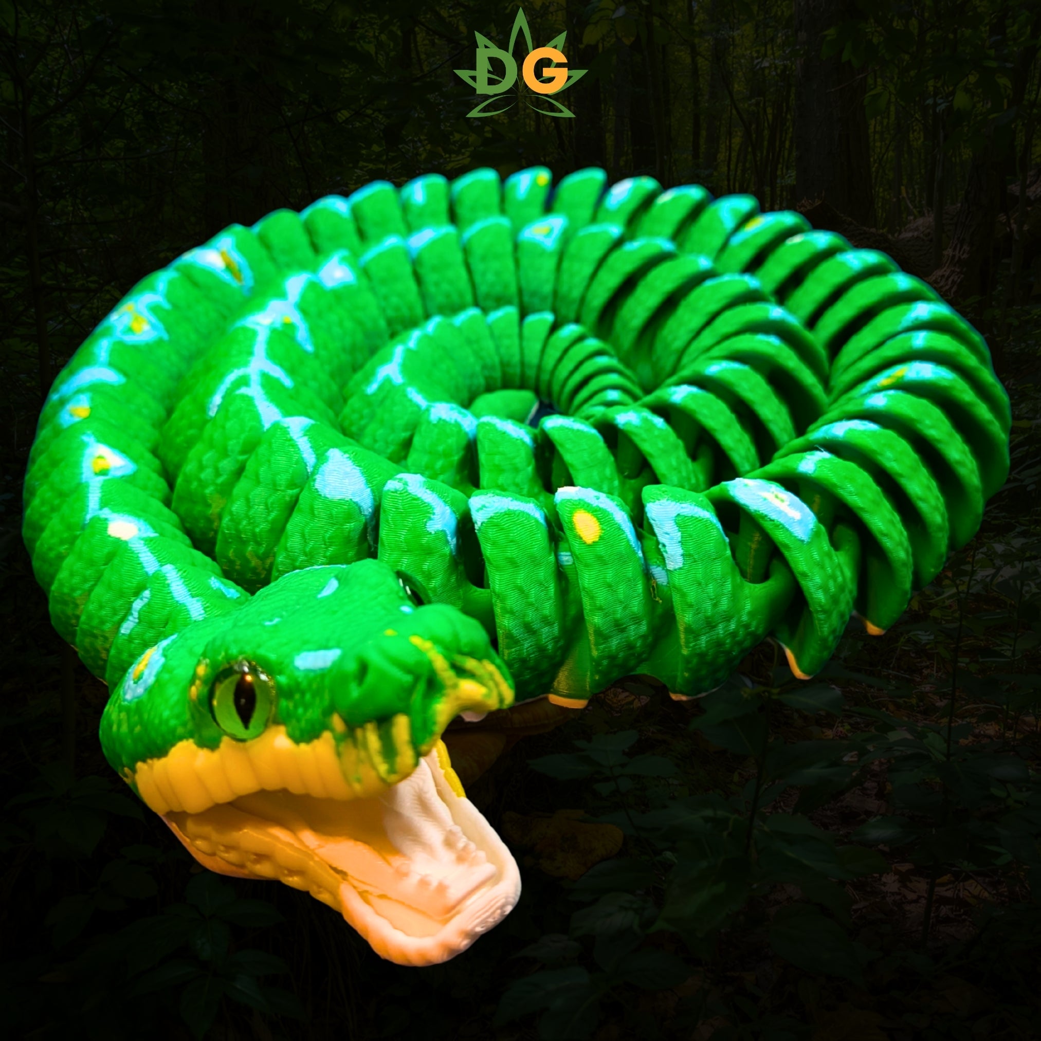Green Tree Python Flexi with Glass Eyes