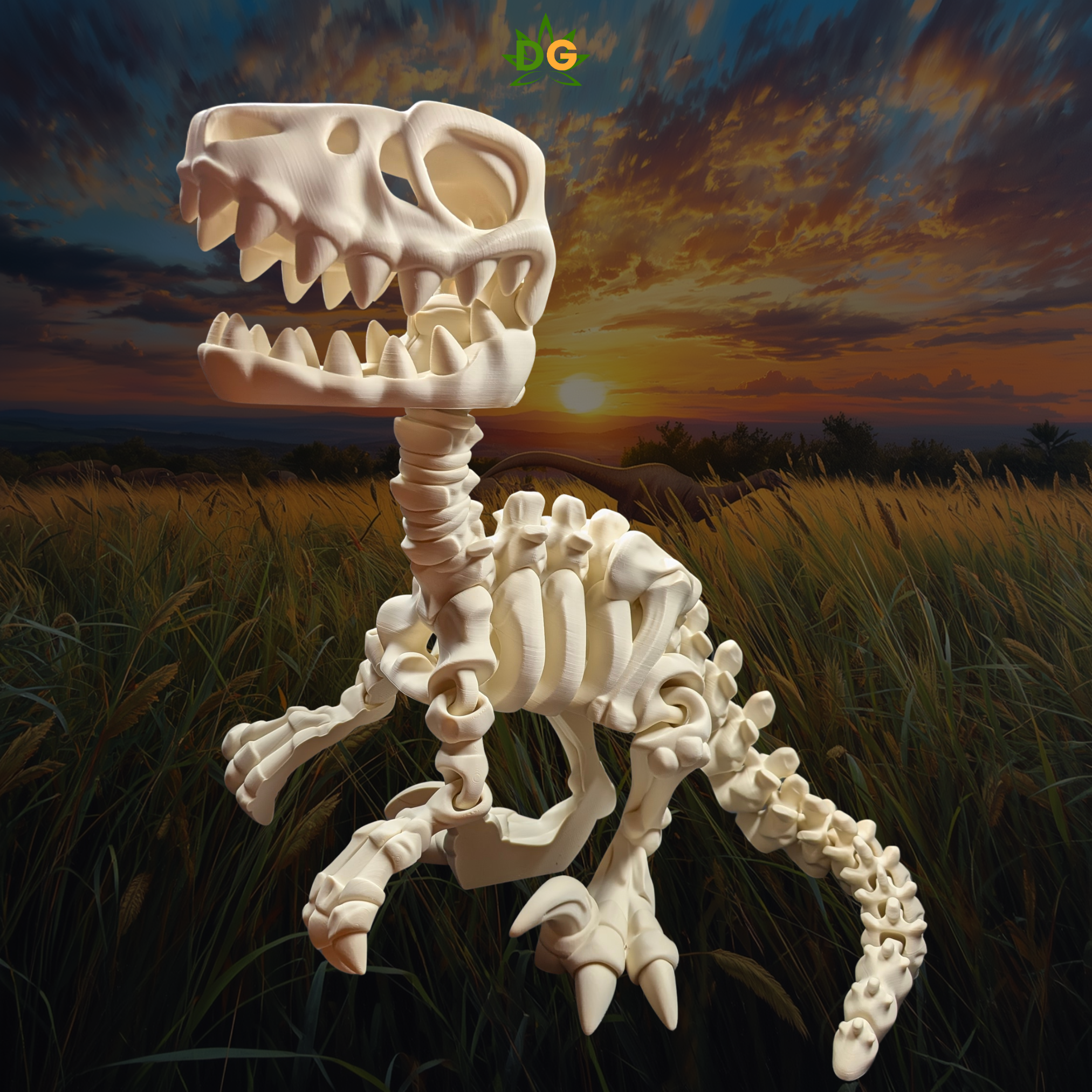 Flexi 3D Printed Articulated XL Skeleton Velociraptor Desk Pet