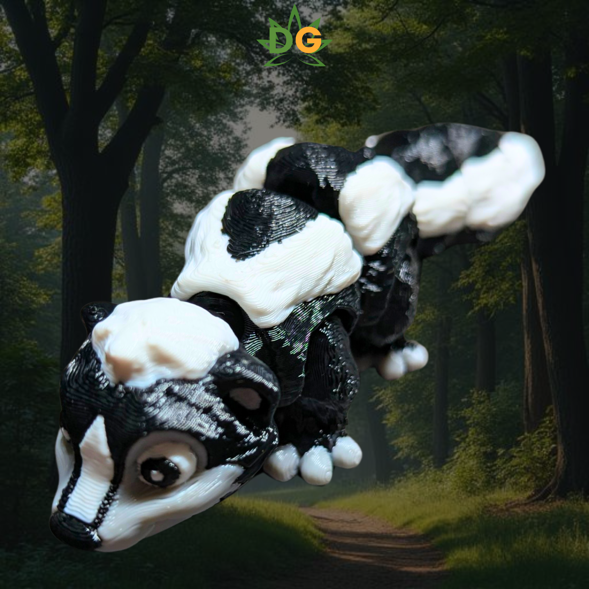 Flexi Skunk with a forest behind him