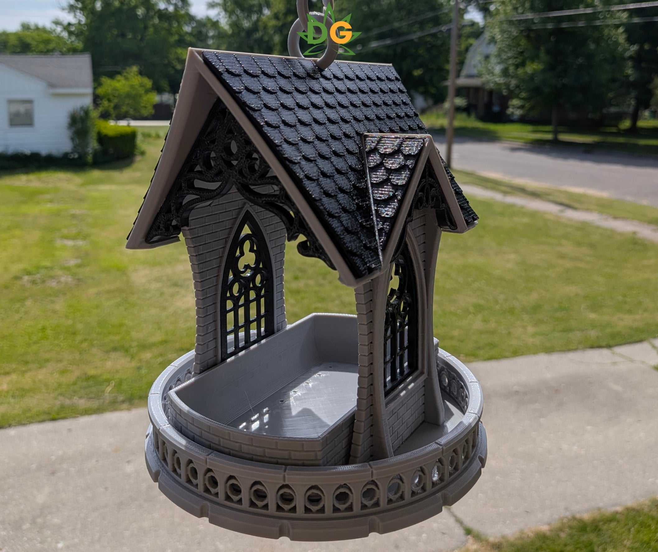 Hanging Gothic Castle Bird Feeder
