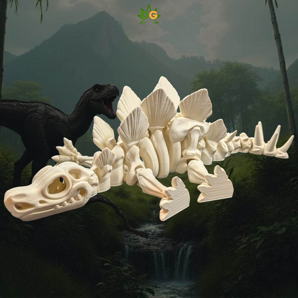XL Bone White Skeleton Stegosaurus 3D Printed Desk Accessory