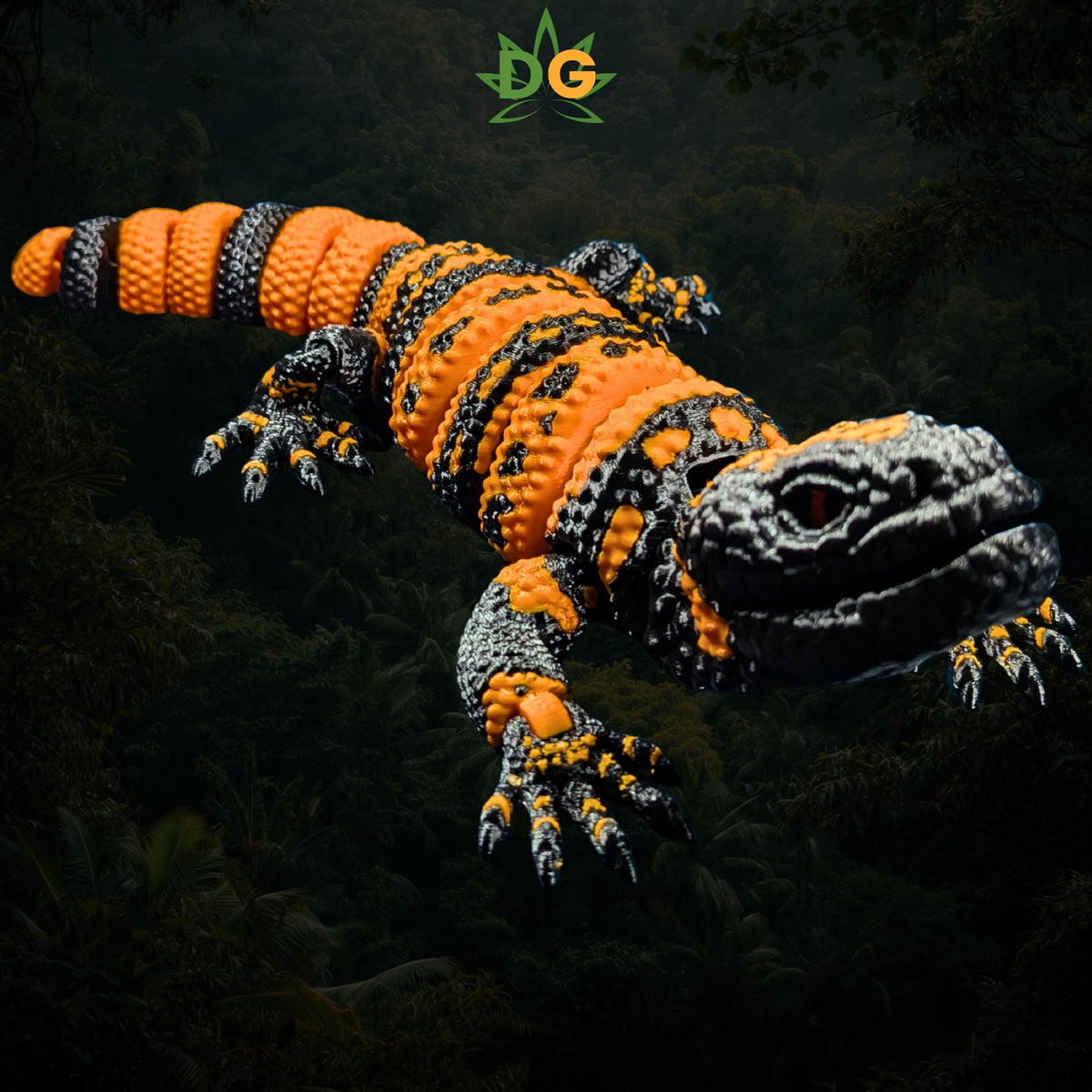 XL 3D Printed Gila Monster Flexi | Articulated Gecko with Glass Eyes | Reptile Lover Gift