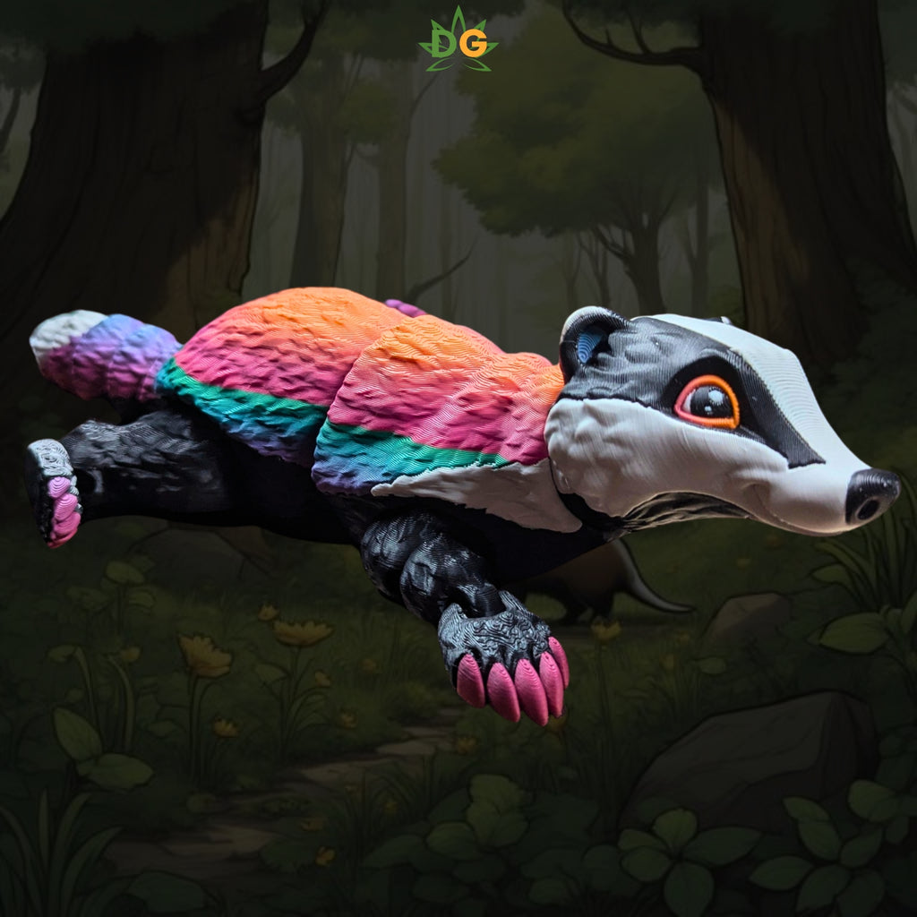 Rainbow Badger Flexi | Articulated Forest Animal