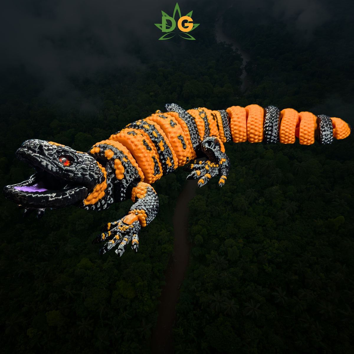 XL 3D Printed Gila Monster Flexi | Articulated Gecko with Glass Eyes | Reptile Lover Gift