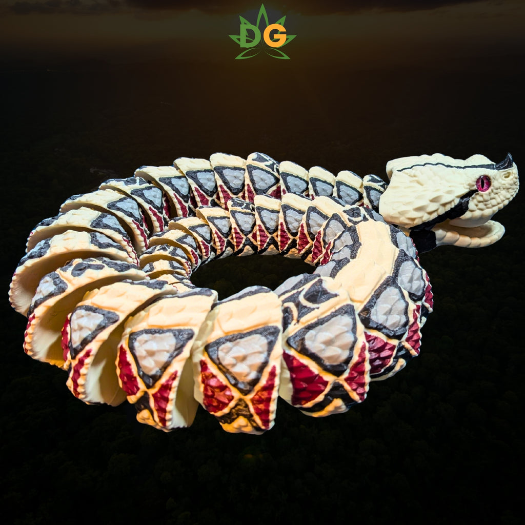 Gaboon Viper Snake Flexi with Glass Eyes