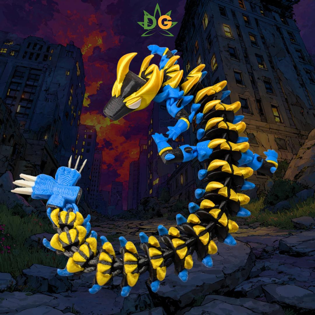 Articulated Flexi Golden Spiked Mutant Dragon